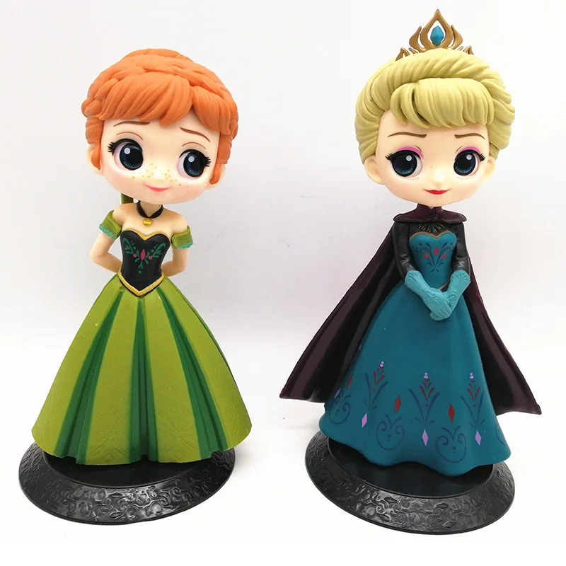 Disney 2 шт. Q Posket снежная королева эльза и анна фигурки игрушки куклы Aurore пвх аниме куклы фигурки коллекционная модель детские игрушки 15-17 см
