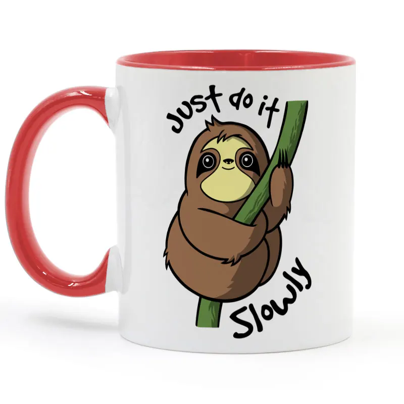 Кружка для кофе Slow Sloth керамическая чашка цветная ручка внутри подарки 11 унций