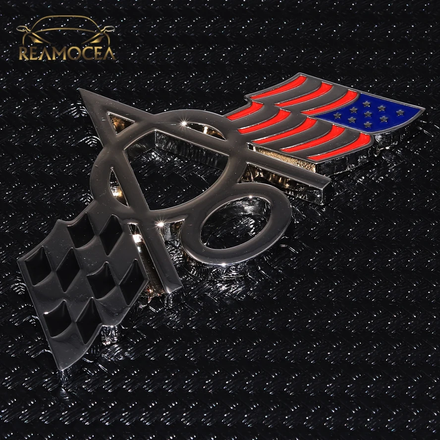 Металлическая 3d эмблема V8 Reamocea для автомобиля наклейка с американским флагом США