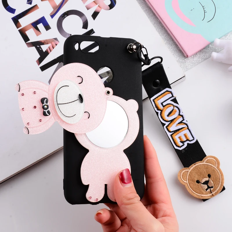 3D чехол для Redmi Note 2 3 4 4X 5 5A Plus Pro милый зеркальный с мультяшным медведем телефона 6 S2