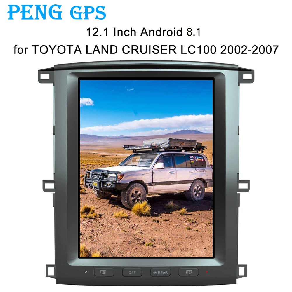 Автомагнитола Tesla Style Android 8 1 4 + 64 ГБ 12 дюйма для Toyota Land Cruiser LC100 GPS навигация Wi Fi 2003 2007