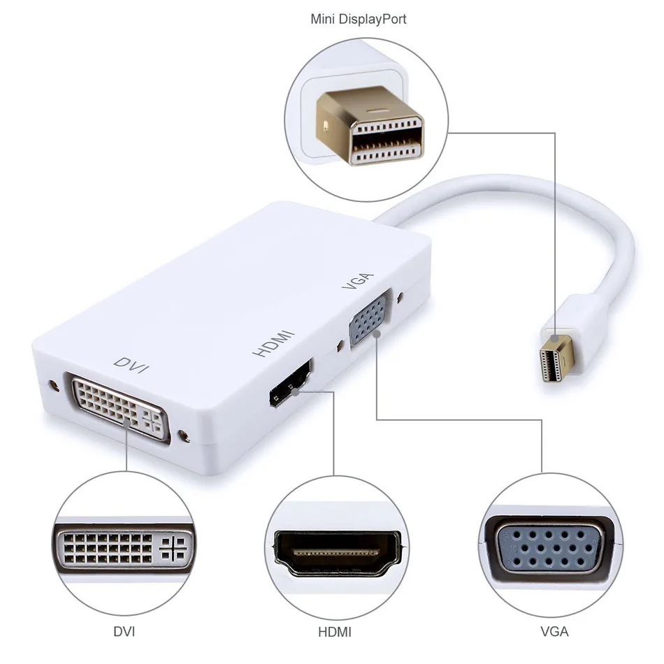 Водонепроницаемый мини Displayport DP к HDMI VGA DVI аудио Thunderbolt совместимый 1080 P