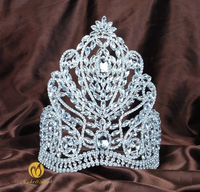 Фантастический Большой 9-дюймовый тиара австрийские диадема короны из горного