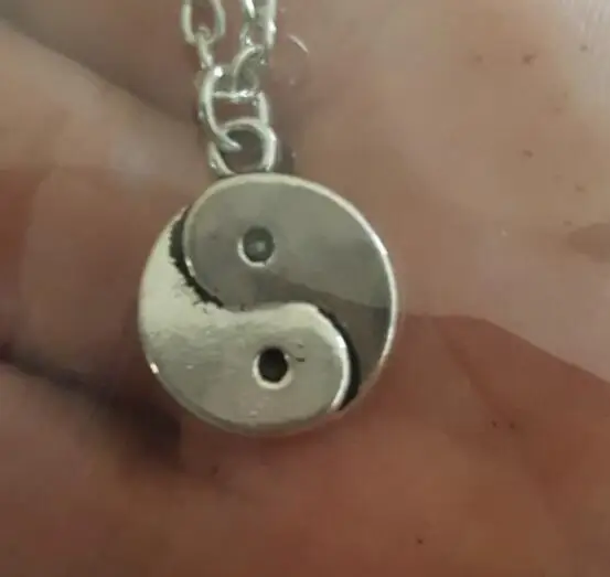Винтажные серебряные подвески Инь Янь цепочка с шариком чокер массивное