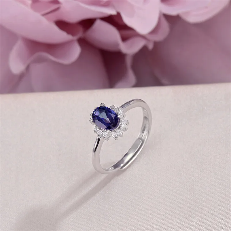 

Кольцо женское регулируемое из серебра 100% пробы, 7 Х5 мм, с танзанитом