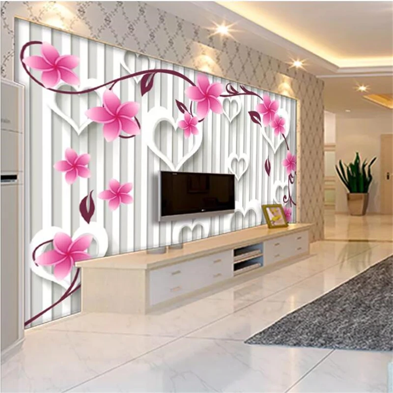 Обои на заказ Новые 3D в форме сердца красные frangipani простые обои для гостиной