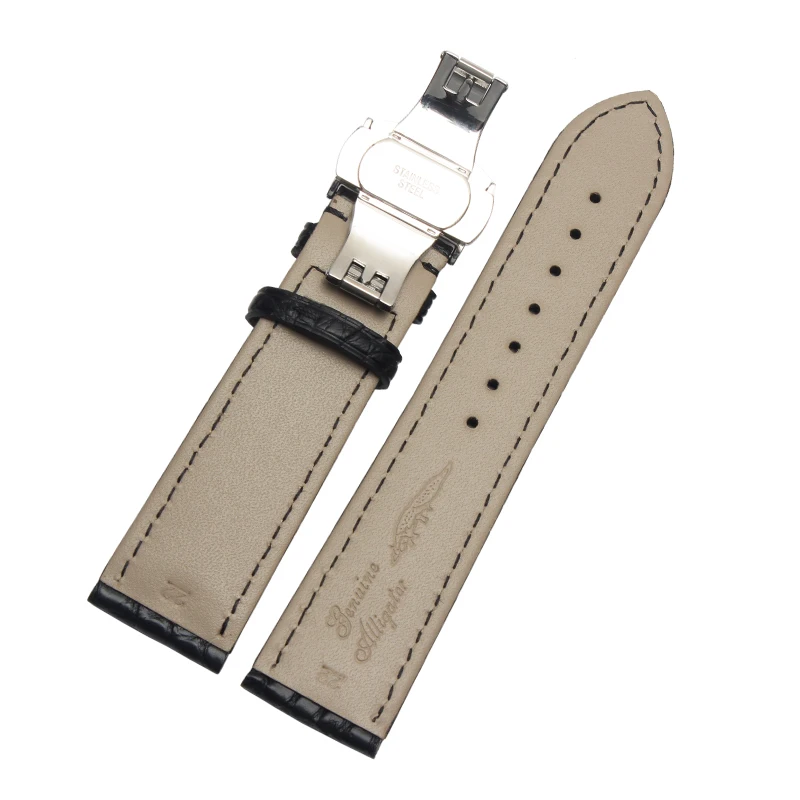 

Quality Alligator Genuine Leather watch strap Mens Watch Band 16mm 18mm 19mm 20mm 21mm 22mm black brown Watchband Accessories
