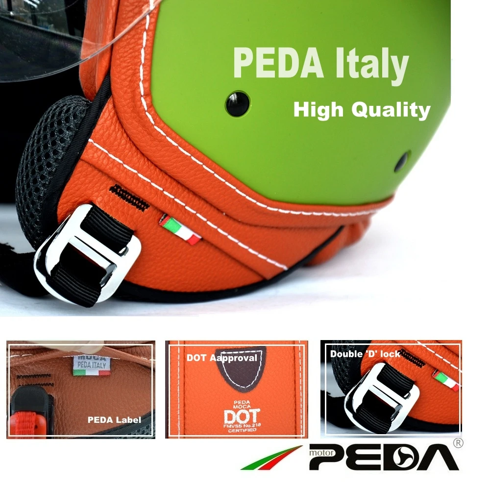 Винтажный кожаный мотоциклетный шлем унисекс с открытым лицом|open face|dot motorcycle