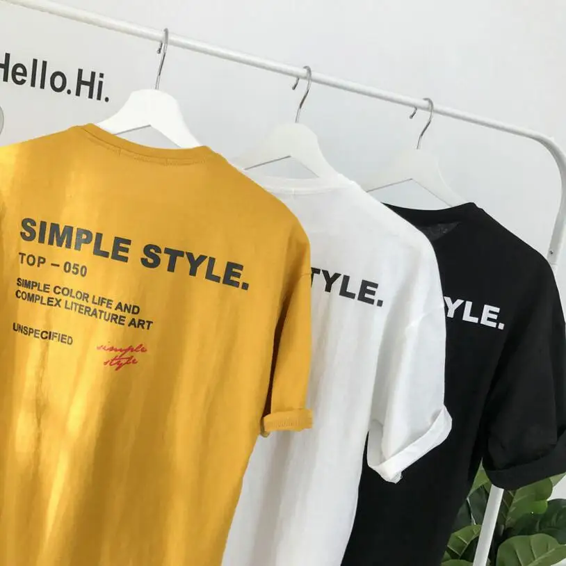 Мужская футболка с коротким рукавом в стиле хип хоп свободная принтом алфавита