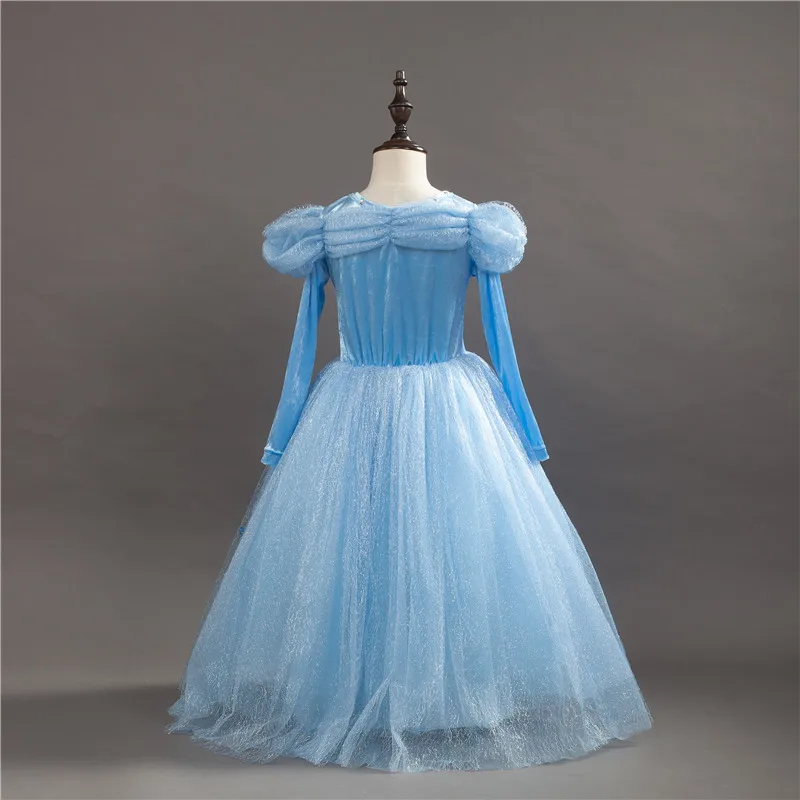Princess Cinderella Dress for Girls Long Sleeve Sandy Cosplay Fancy Party Christmas Costume Holiday Grown | Детская одежда и обувь