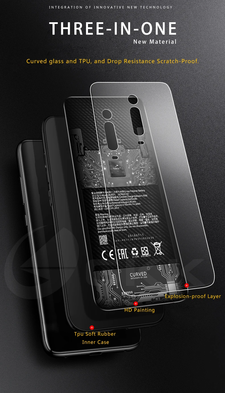 Чехол из закаленного стекла GKK для xiaomi redmi K20 Pro Чехол с защитой от воды и ударов чехол с мягкими краями для xiaomi mi 9T Pro Чехол Fundas