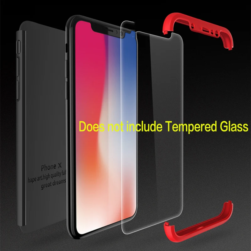 Трехсекционный 3в1 чехол для Apple iPhone X XS Max XR 8 7 6S Plus 5S SE 360 Полное покрытие тонкий