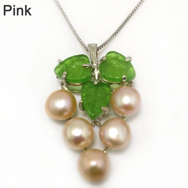 Ожерелье с подвеской из серебра 925 пробы 18 дюймов 7-8 мм розовая пуговица