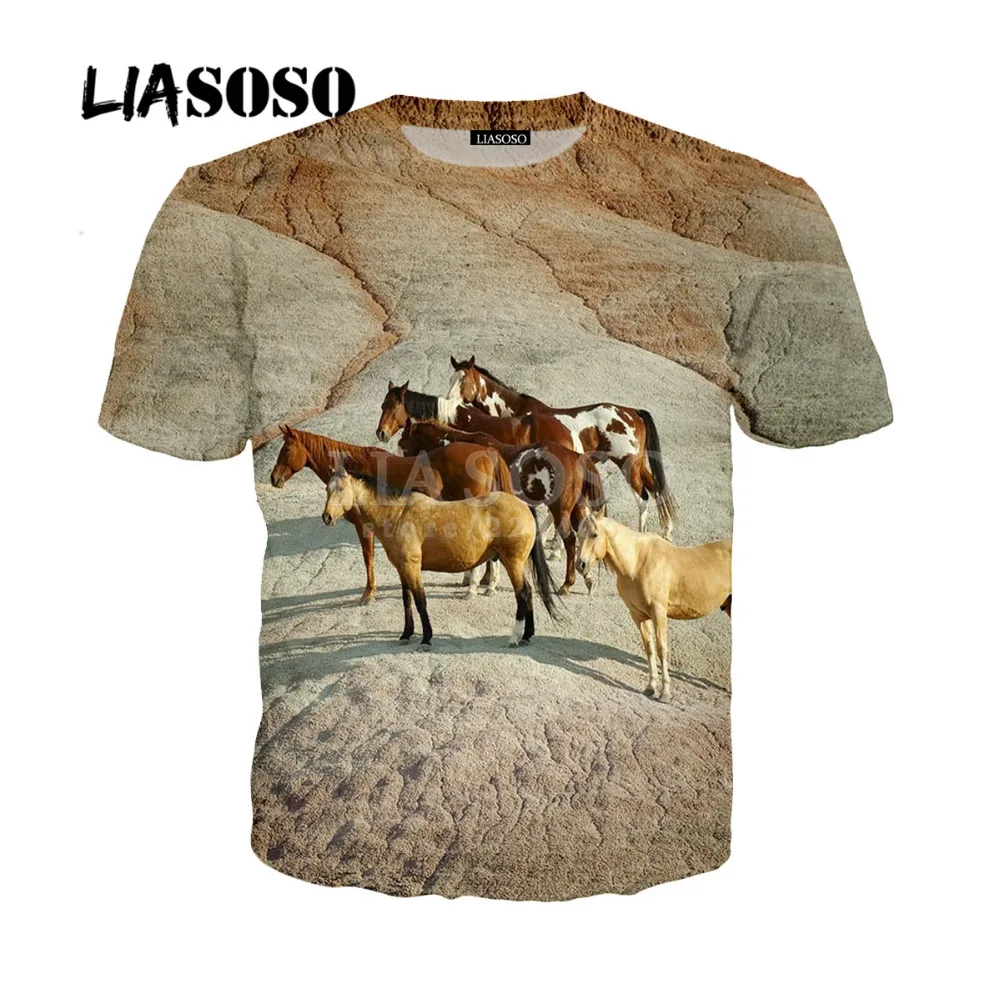 LIASOSO Харадзюку 3D печатная Кошка Лошадь из ада футболка Веселая женская мужская