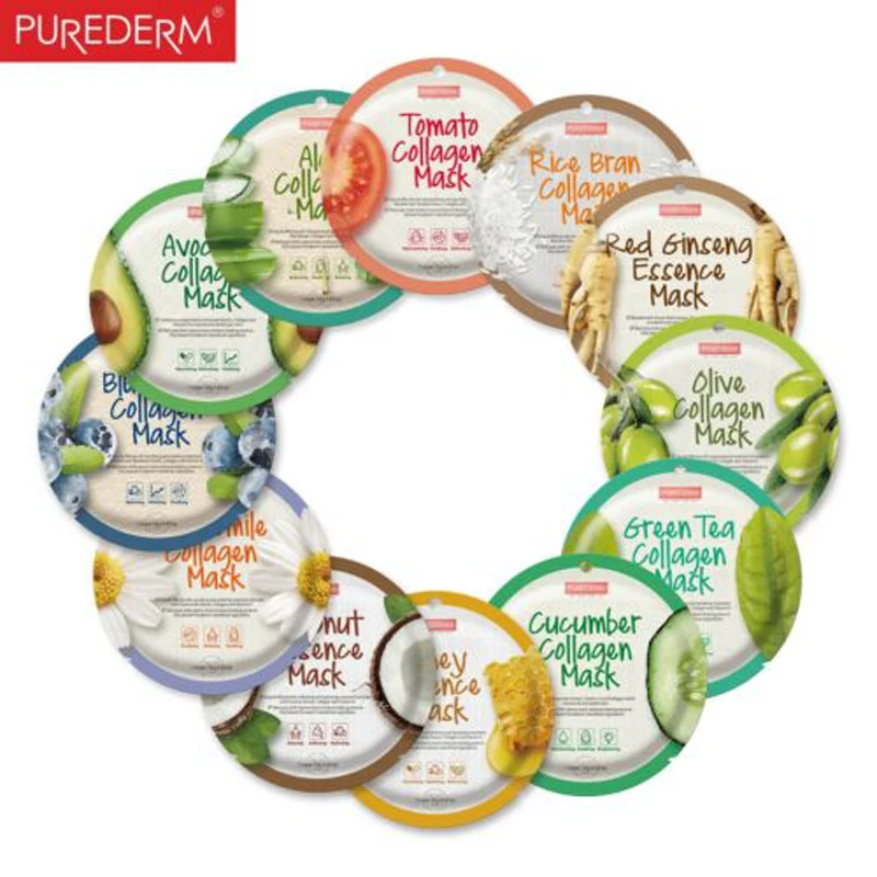 PUREDERM круг маска 3 шт. коллаген для ухода за кожей лица увлажняющий против морщин