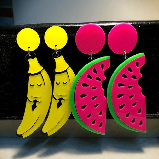 Женские большие серьги с фруктами арбузами модные летние длинные в стиле панк