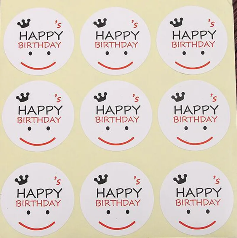 450 улыбающееся лицо &quotс днем рождения&quot пломба-наклейка для подарка наклейки