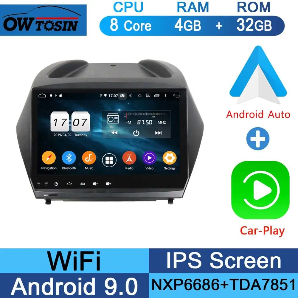 " ips 8 ядерный 4 Гб+ 64 ГБ Android 9,0 автомобильный DVD мультимедиа для hyundai Tucson IX35 Tucson 2 2010- радио gps DSP CarPlay Parrot BT - Цвет: 32G CarPlay Android