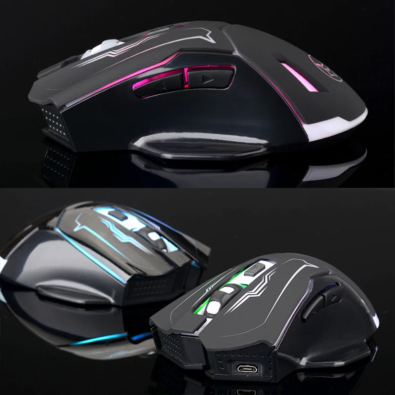 Q5 2 4 GHz Беспроводная Бесшумная перезаряжаемая мышь Smart Sleep LED с подсветкой USB