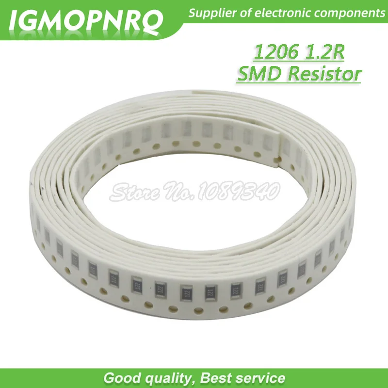 100 шт. 1206 SMD резистор 1% сопротивление 1 2 Ом чиповый 0 25 Вт 1/4 1.2R 1R2 IGMOPNRQ|Резисторы| |