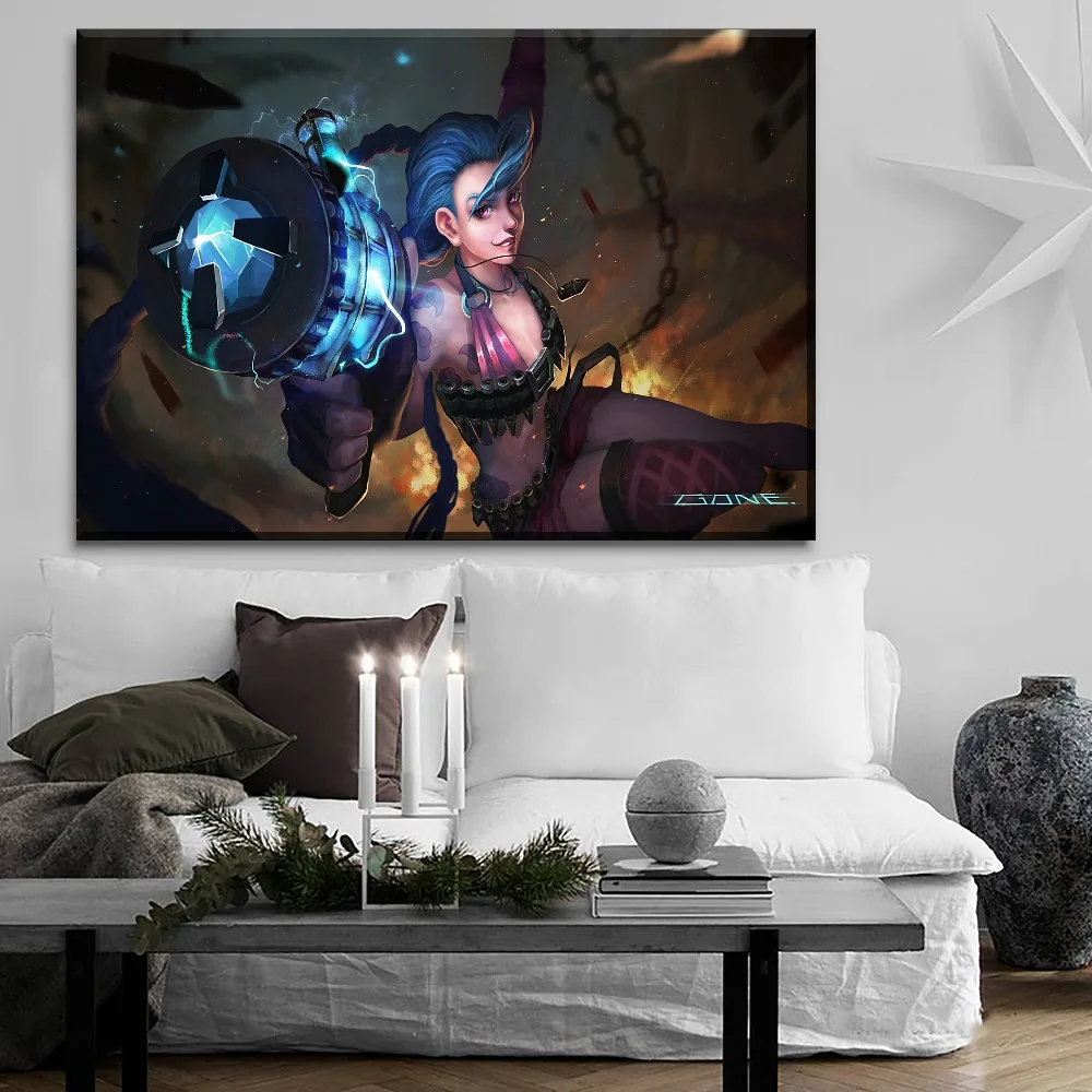 Высококачественная Картина на холсте Лига Легенд картина Jinx современное