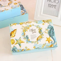 rectangle blue ocean series cookie dessert biscuit candy box bakery package boxes party gift wrapping box supply favors