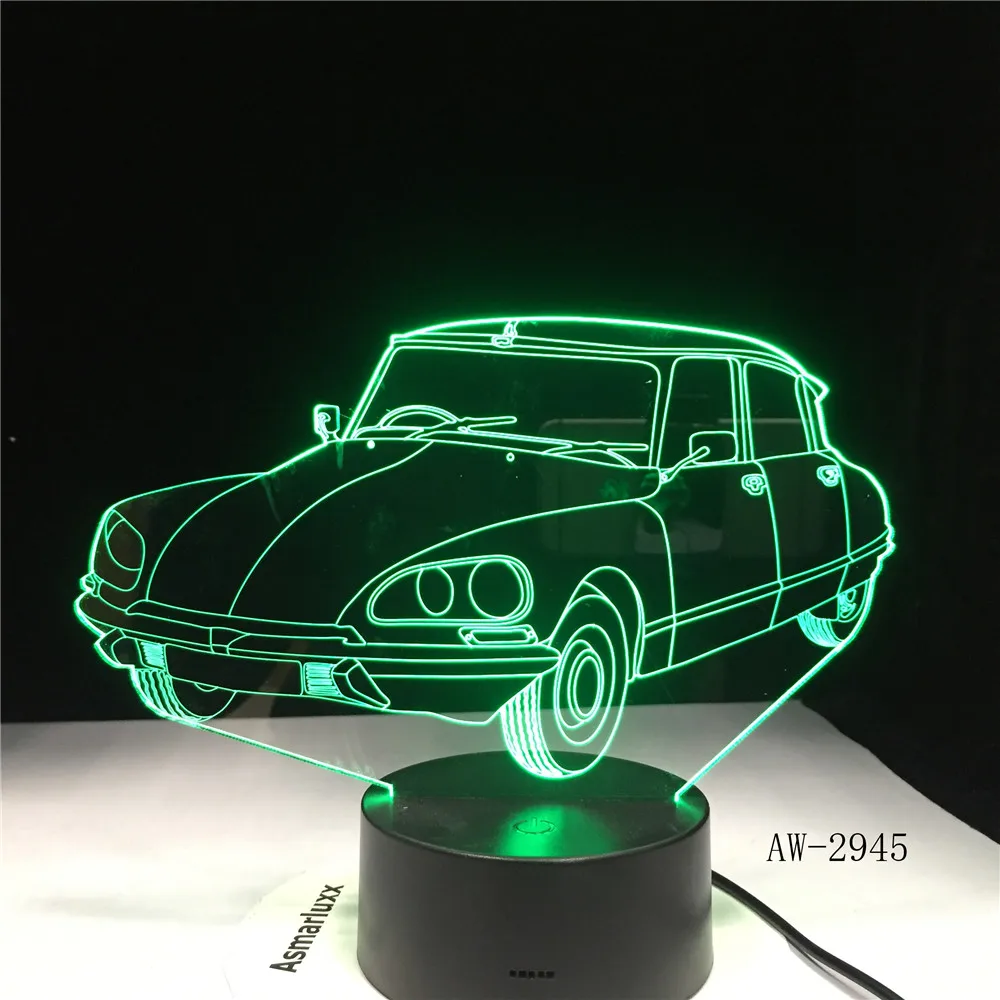 Акриловый спортивный автомобиль дизайн 3d подарок лампа Led красочный сенсорный пульт дистанционного управления Usb 3d ночник 7 цветов Изменение детская лампа AW-2945