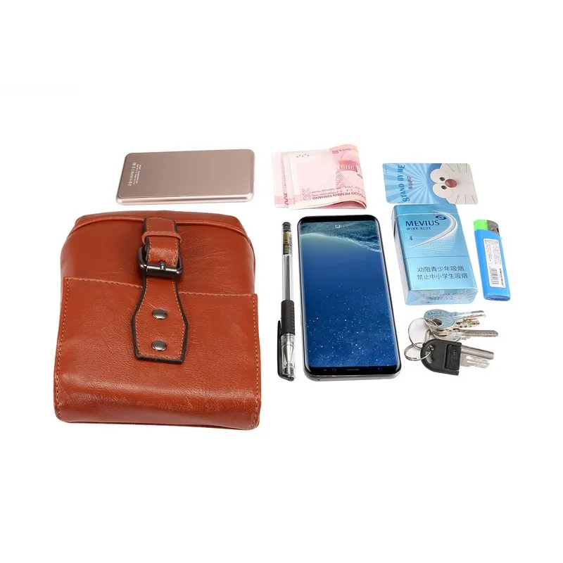 

Men Universal 6.5 / 6.4 inch Leather Sholder Fanny Waist Bag Mobile Phone Zipper Bag Coin Purse Pocket Belt Pouch for iphone xs
