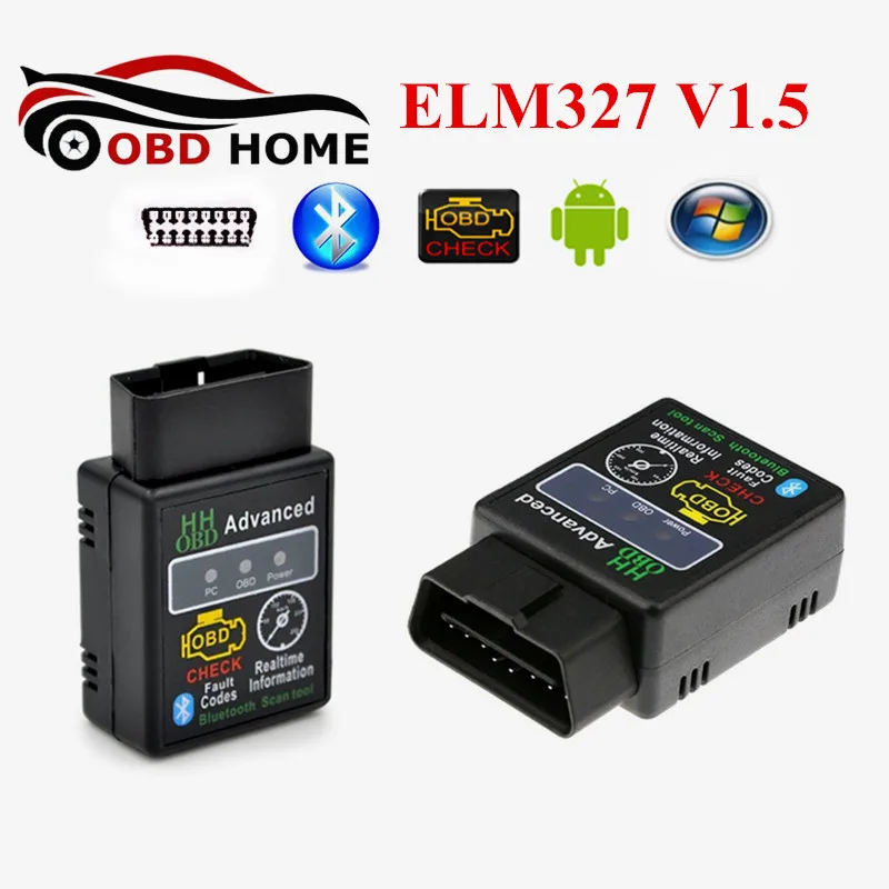 10 шт./лот Mini ELM327 V1.5 25K80 чип HH OBD Bluetooth ELM 327 OBD2 автомобильный беспроводной адаптер