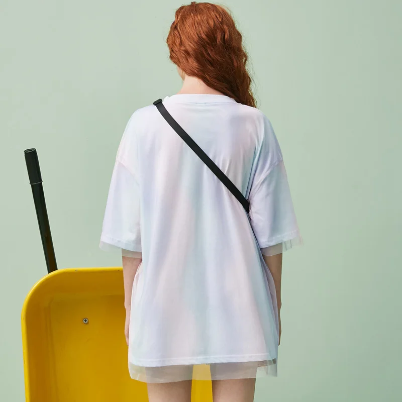 UNIFREE Новинка sumeer белая женская футболка Свободная с коротким рукавом женская сетчатая рубашка U192G034WW