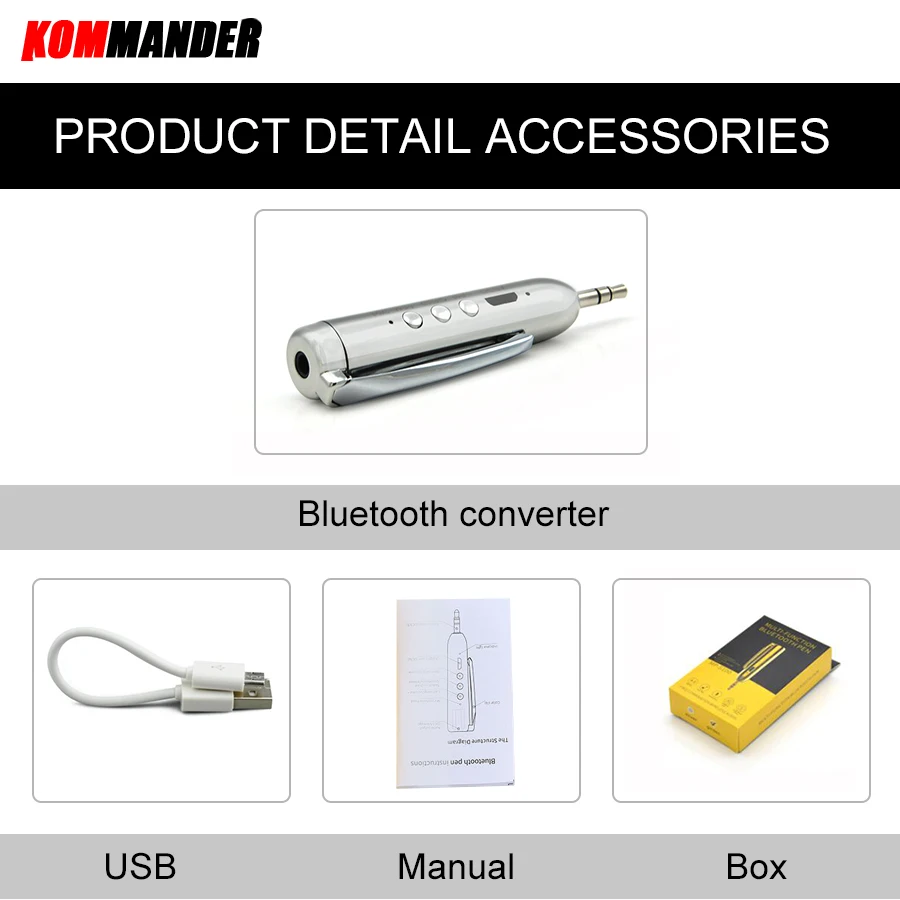 Kommander Bluetooth ручки автомобиля Беспроводной Hands Free Call Приём приемник AUX Динамик