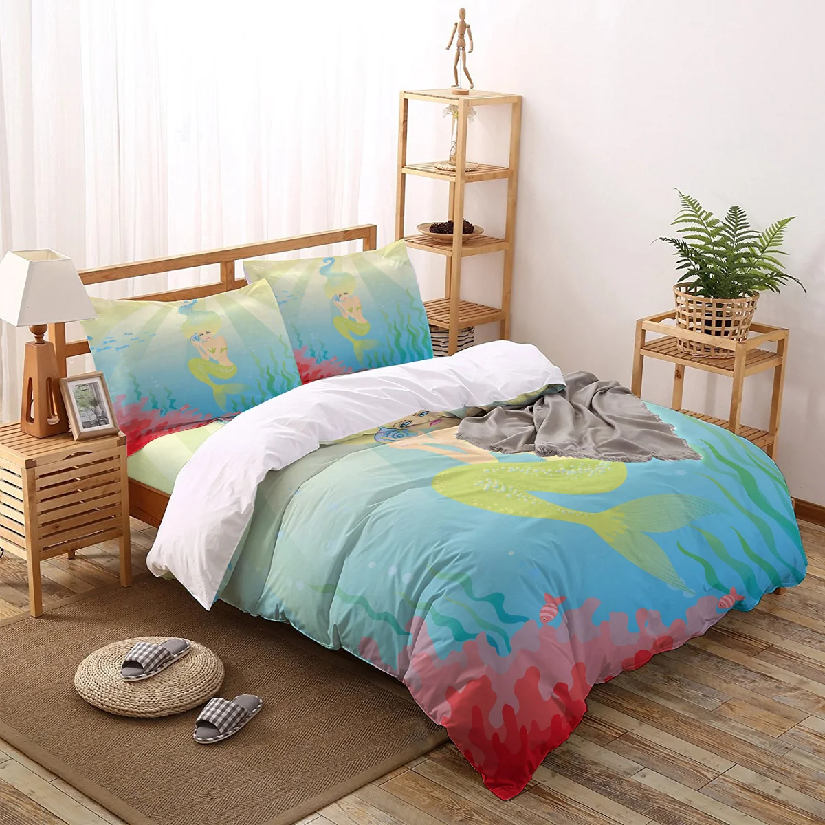 Мультфильм Русалочка 3 шт постельных принадлежностей набор s тканный одеяло ed из