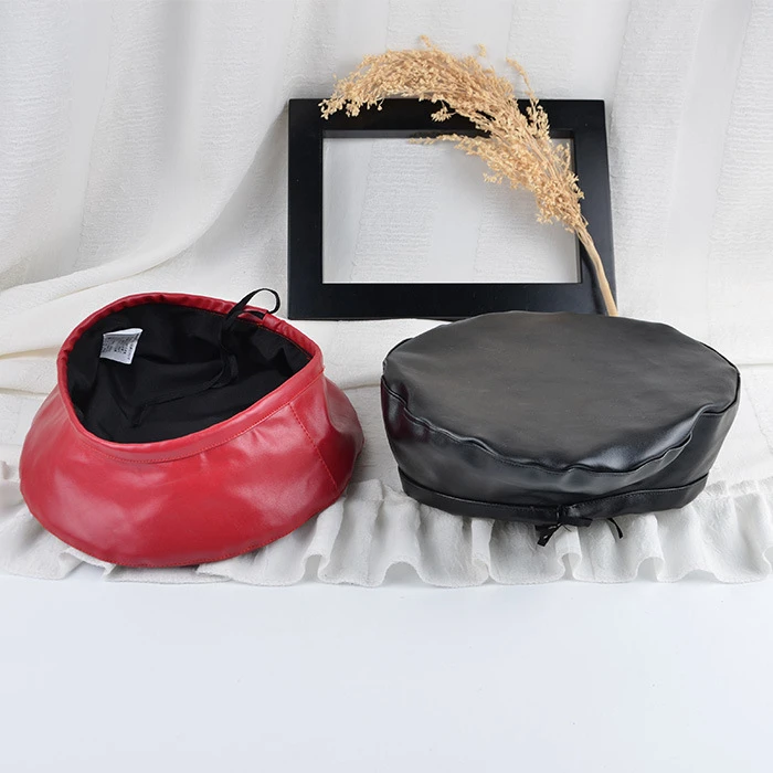 Искусственная кожа береты плоским Кепки s для Для женщин зимние Boina Bone Chapeu Feminino