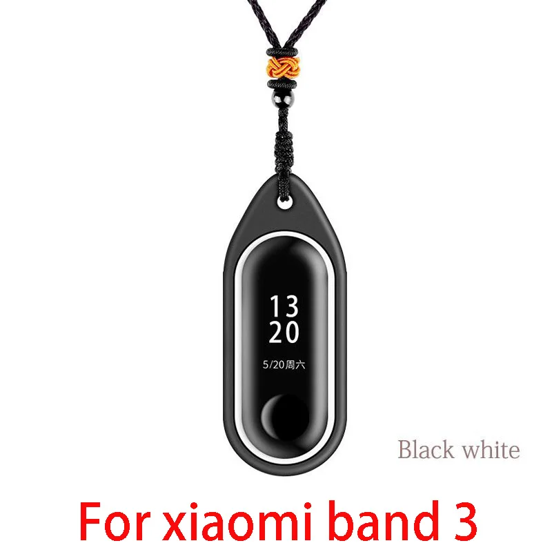 Black white Для xiaomi mi band 3/2 ремешок силиконовый чехол ожерелье украшение correa mi band 3 Подвеска mi band 2 ремешок mi band 3 Аксессуары - Цвет: Black white