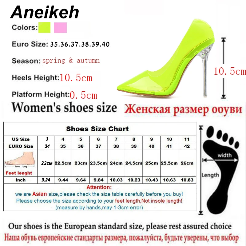Aneikeh/Новинка года; модные пикантные прозрачные туфли из ПВХ на высоком каблуке с острым носком; женские туфли-лодочки; летние вечерние туфли-лодочки на очень высоком каблуке для клуба