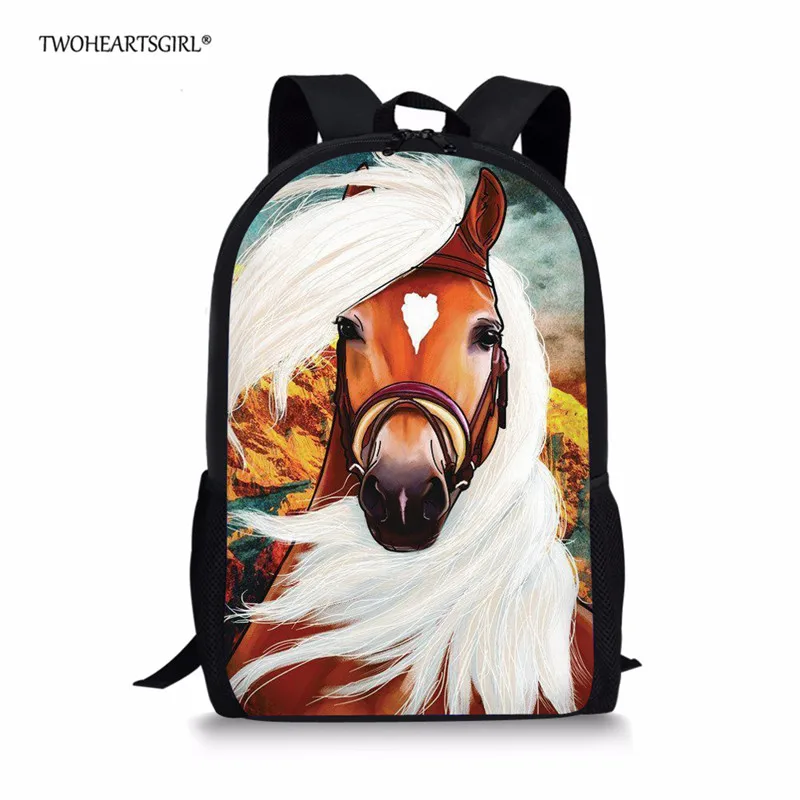 Twoheartsgirl Черный Crazy Horse школьная сумка для подростков мальчиков девочек Уникальный 3d детская книга сумка с принтом животных школьные сумки - Цвет: L4337C