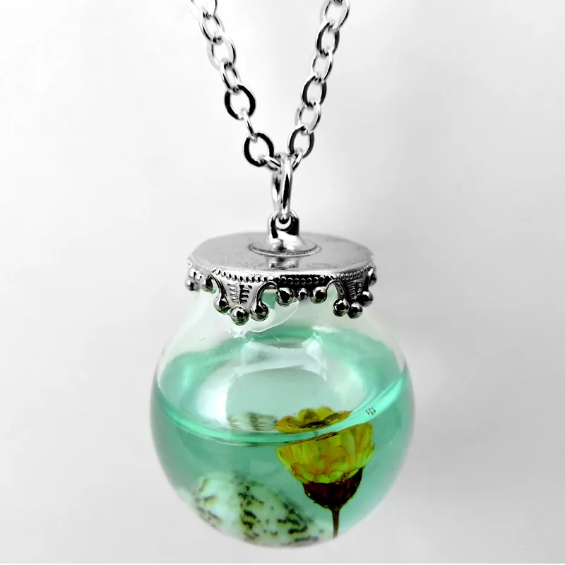 Женское Ожерелье с серебряным покрытием чокер в форме сушеного цветка длинное