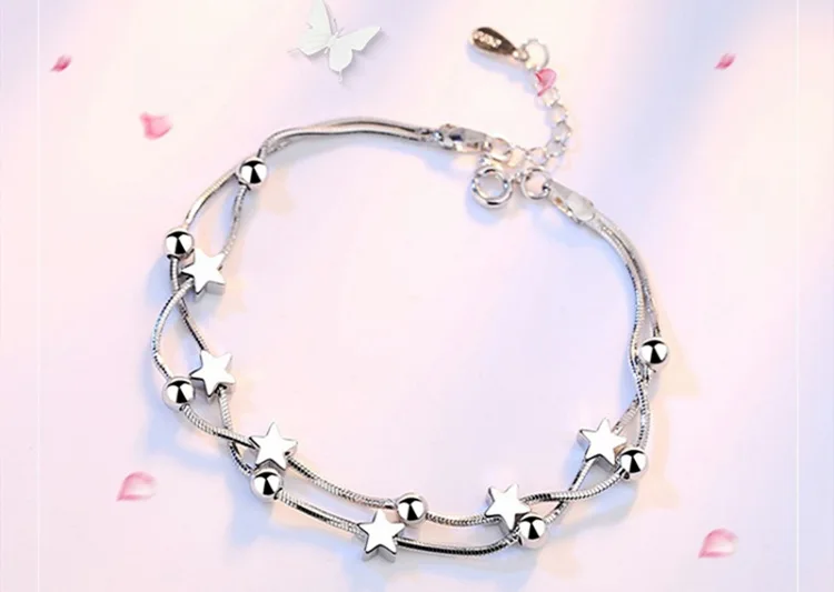 Bijoux, дизайн, 925 пробы, серебряная звезда, бусы, браслеты для женщин, мода для девушек, S925 браслет-цепочка