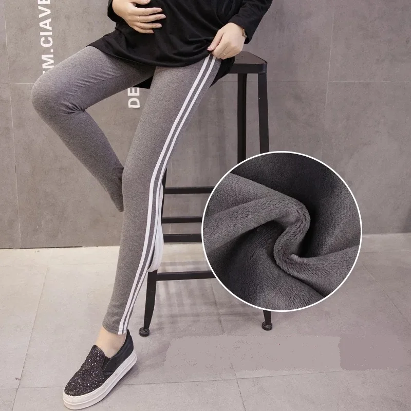Зимние Бархатные брюки M-XXL для беременных женщин Леггинсы теплая одежда плотные