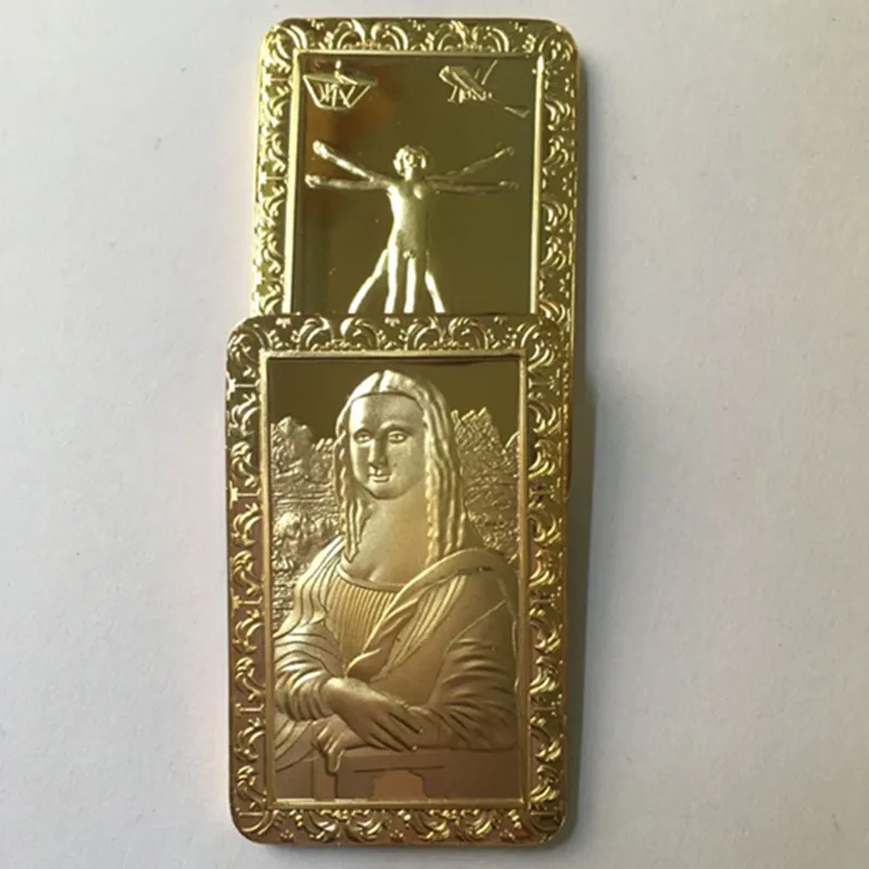 5 шт. Monalisa улыбка Jesus Coin 1 OZ 24K настоящее покрытие слиток значок 50x28 мм сувенир
