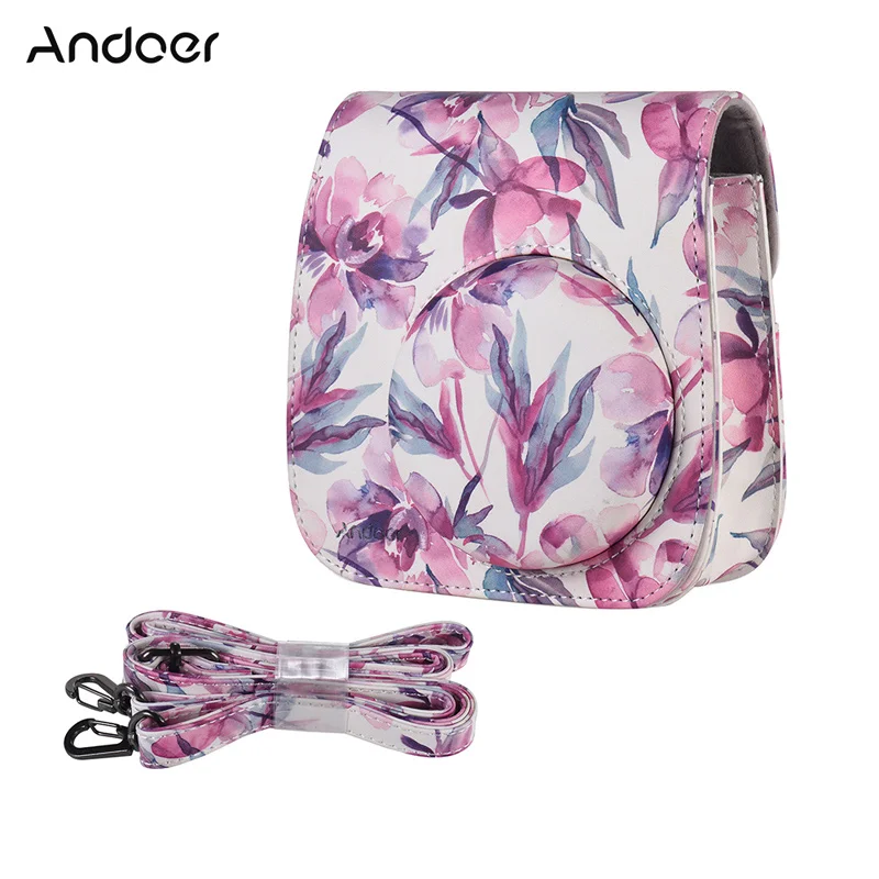Pink flower Andoer аксессуары наборы сумки для камеры Fujifilm Instax Mini 8/8+/8 s/9 с чехлом для камеры/фоторамка/наклейка-бордюр etc14 в 1 - Цвет: Pink flower