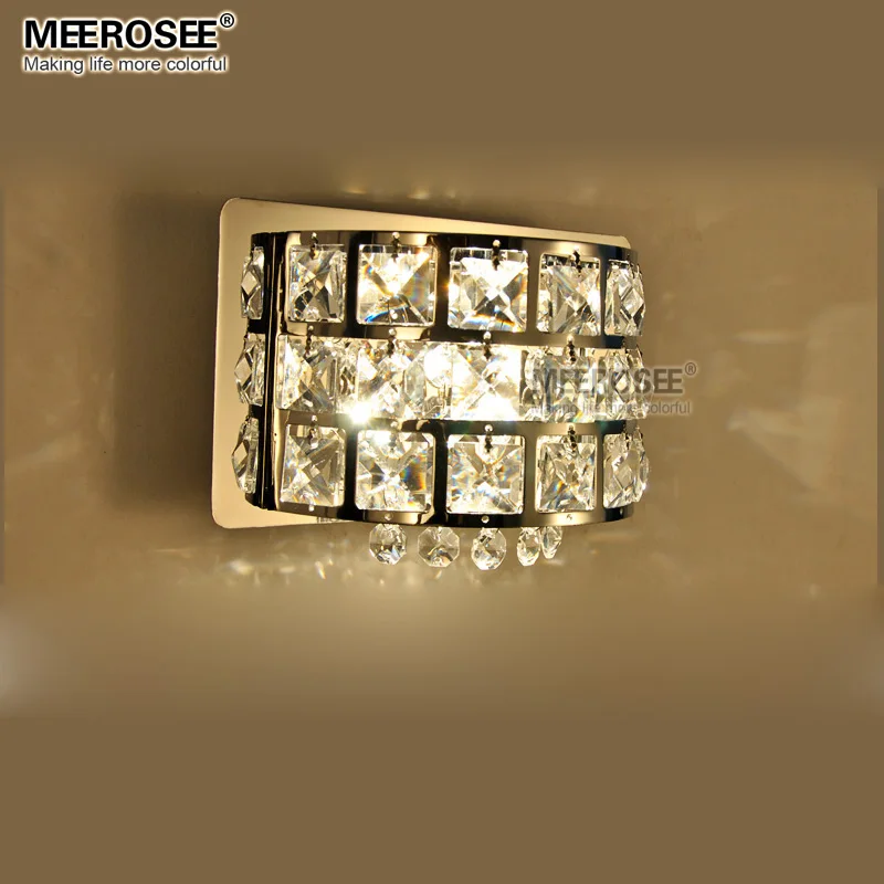 Современный хрустальный настенный светильник хромированный металлический