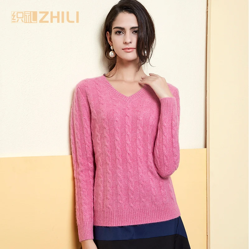 Женский кашемировый пуловер с V-образным вырезом 2017 | Женская одежда