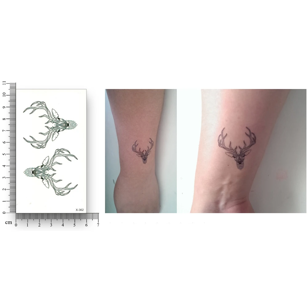 Fake temporary tattoo Water Transfer Deer head antlers Stickers Women Man beauty Body Art Cool Makeup Live of Song X362 | Красота и