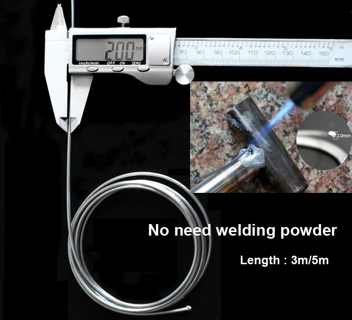

2,0 мм * 3 м медный алюминиевый сварочный провод с флюсовой сердцевиной, низкотемпературный медно-алюминиевый сварочный стержень для кондиционера, холодильника
