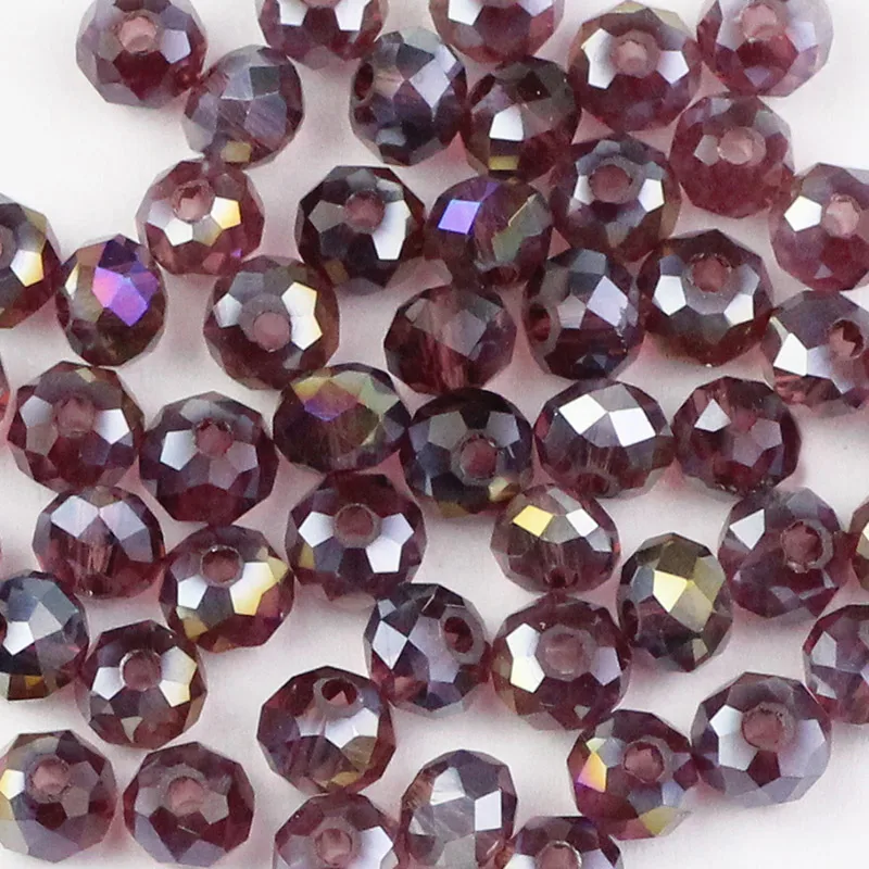 Purple WLYeeS метализированный цвет 6 мм бусины Австрийские хрустальные бусины, 50 шт в наборе, плоские круглые стеклянные бусины с большим отверстием для собственноручного Для женщин изготовление браслета ожерелья - Цвет: Purple