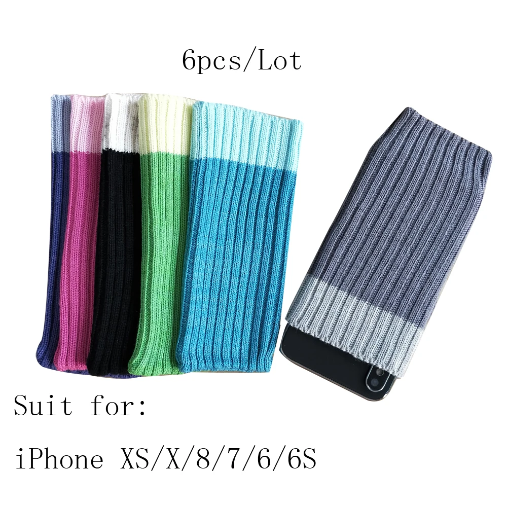 6 шт цветной шерстяной вязаный носок чехол для iPhone XS/X8/7/6/6 S
