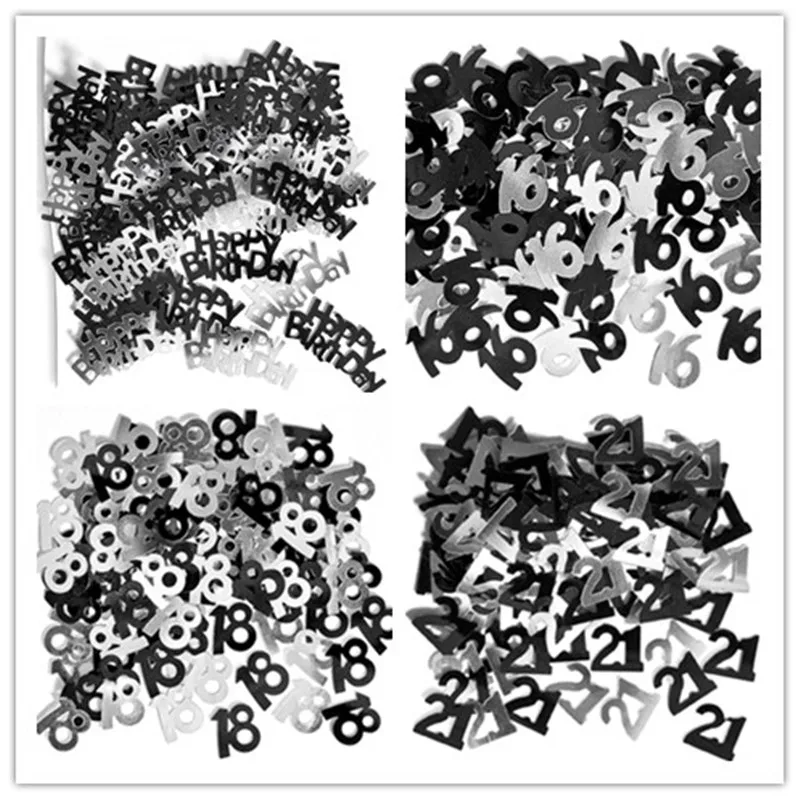 

30g Kids Girls Boys BIRTHDAY PARTY Table Decoration Scatters Sparkle Glitz Digital Black&Silver Metallic CONFETTI Supplies