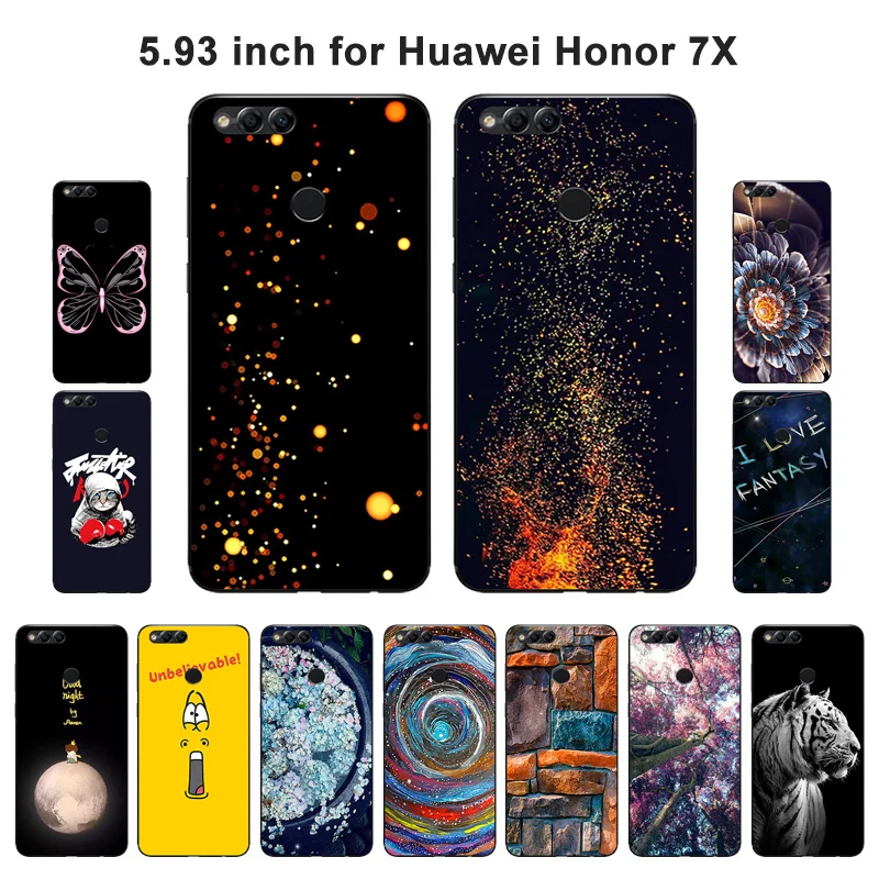 5 93 &quotдля Huawei Honor 7X силиконовый чехол Модный окрашенный для задняя крышка