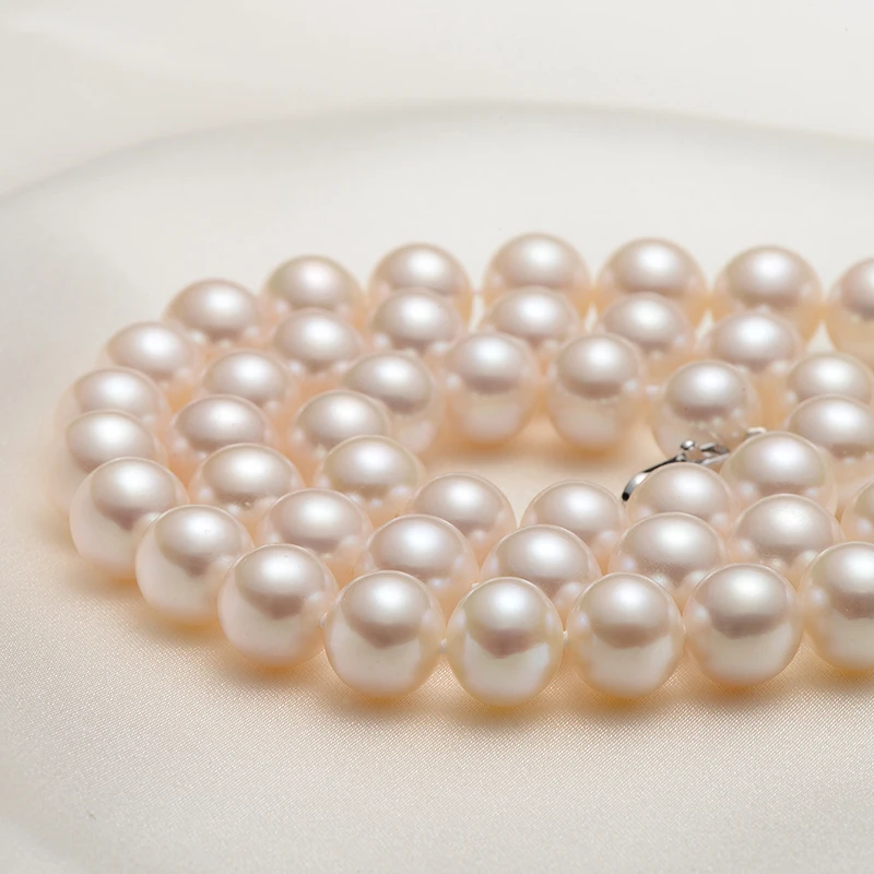

gNpearl Classic Genuien Natural Freshwater Round Pearl Nacklace Choker 925 Sterling Silver Clasp Fine Jewelry for Women Girls